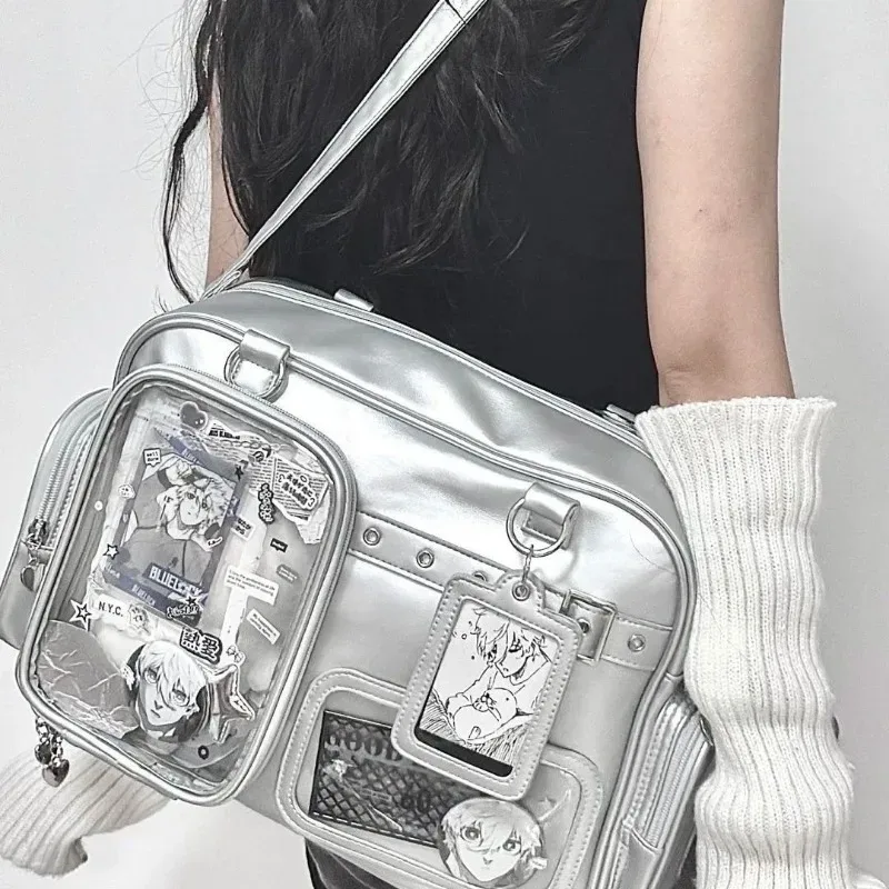 sac fourre-tout japonais, sac à bandoulière de concert à la mode, sac à dos pour étudiant, messager transparent multi-poches