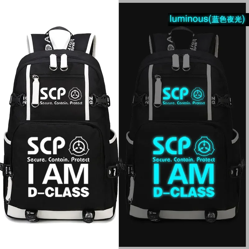 sac à dos scp secure contain protect, cartable noir, sacs d'école de dessin animé, sac à dos de voyage lumineux, sacs initiés par ordinateur portable usb