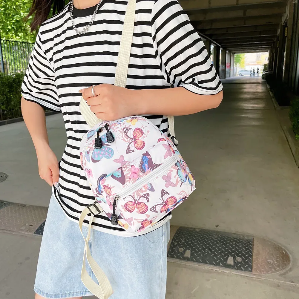 sac à dos en nylon à motif animal mignon pour femmes, blanc, noir, à la mode, pour adolescentes