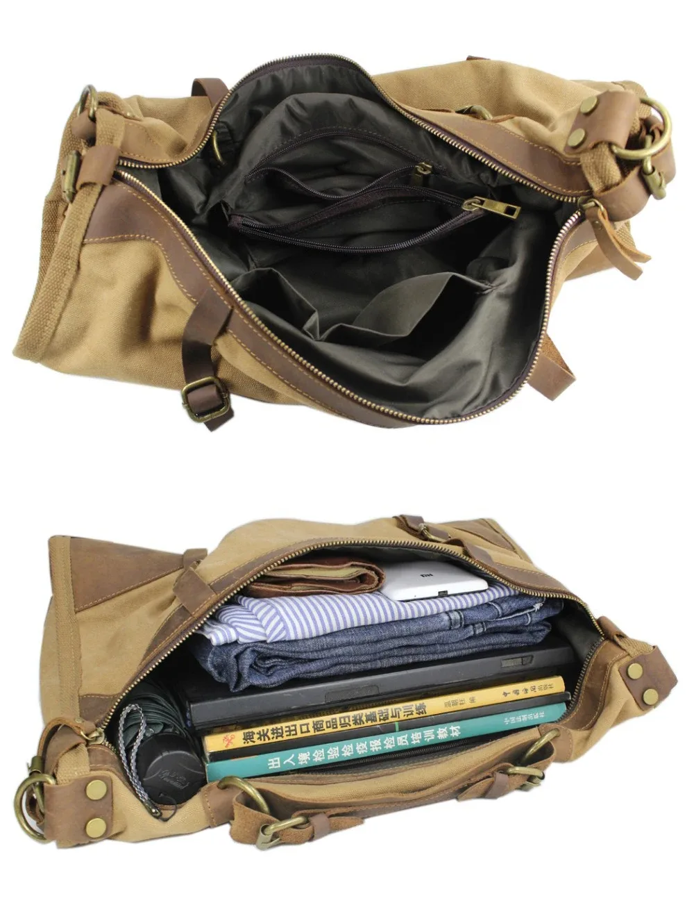 sac de voyage vintage rétro militaire en toile et cuir pour hommes, sac de sport, sac de week-end, sac de nuit, sac à main tendance