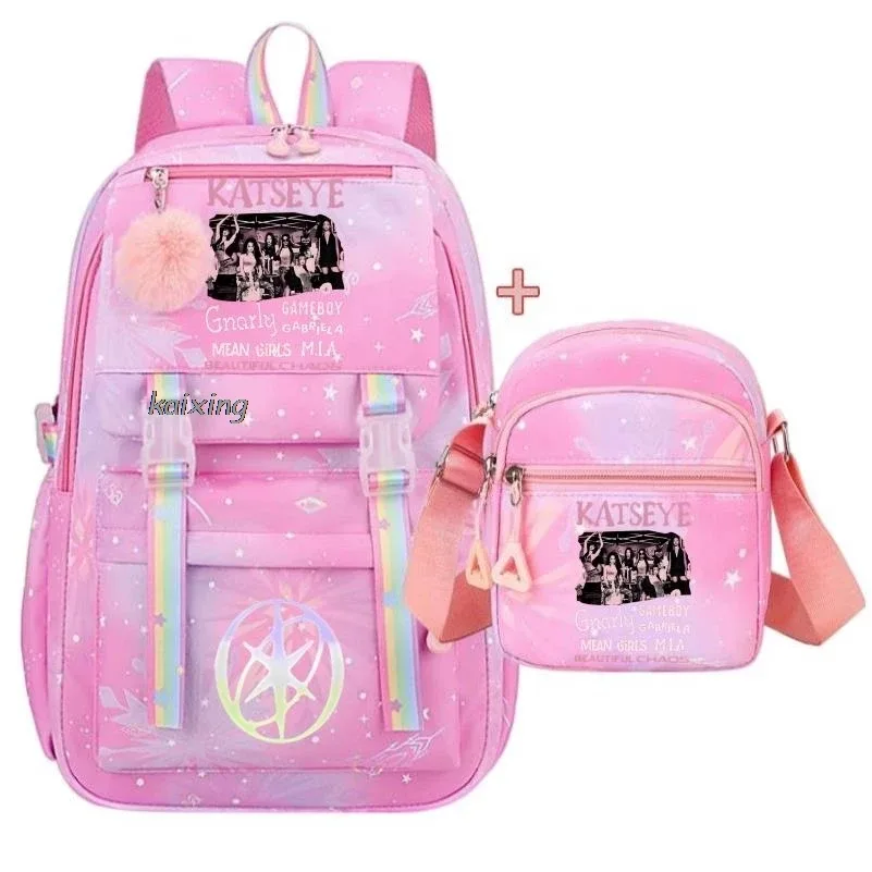 sacs à dos katseye avec imprimé amusant pour étudiants, sacs à dos pour la rentrée scolaire, sacs d'école grande capacité, sacs à dos de voyage pour l'extérieur