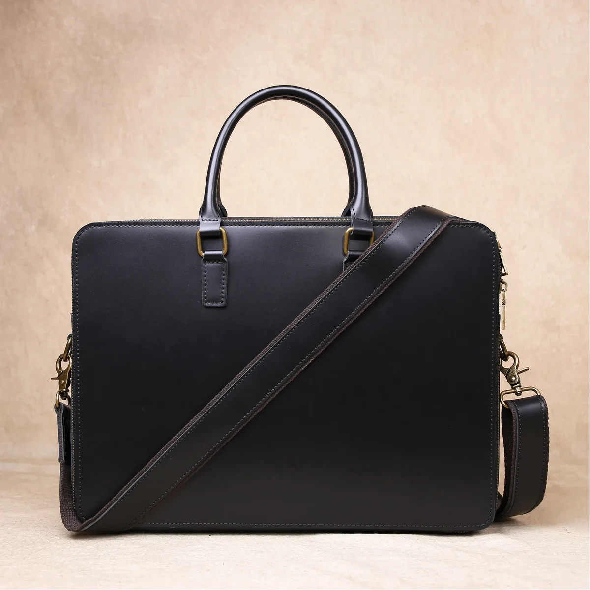 mallette d'affaires originale décontractée en cuir véritable, sac à main, sac d'ordinateur en peau de vache de couche supérieure, sac à bandoulière simple