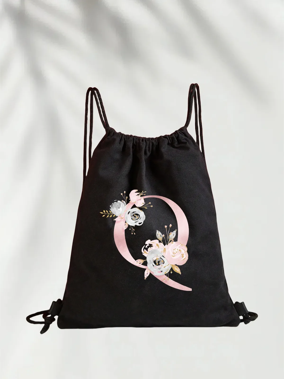 sac à dos léger unisexe à cordon de serrage pour le sport et le fitness, les voyages en plein air et les étudiants avec motif de nom de lettre initiale
