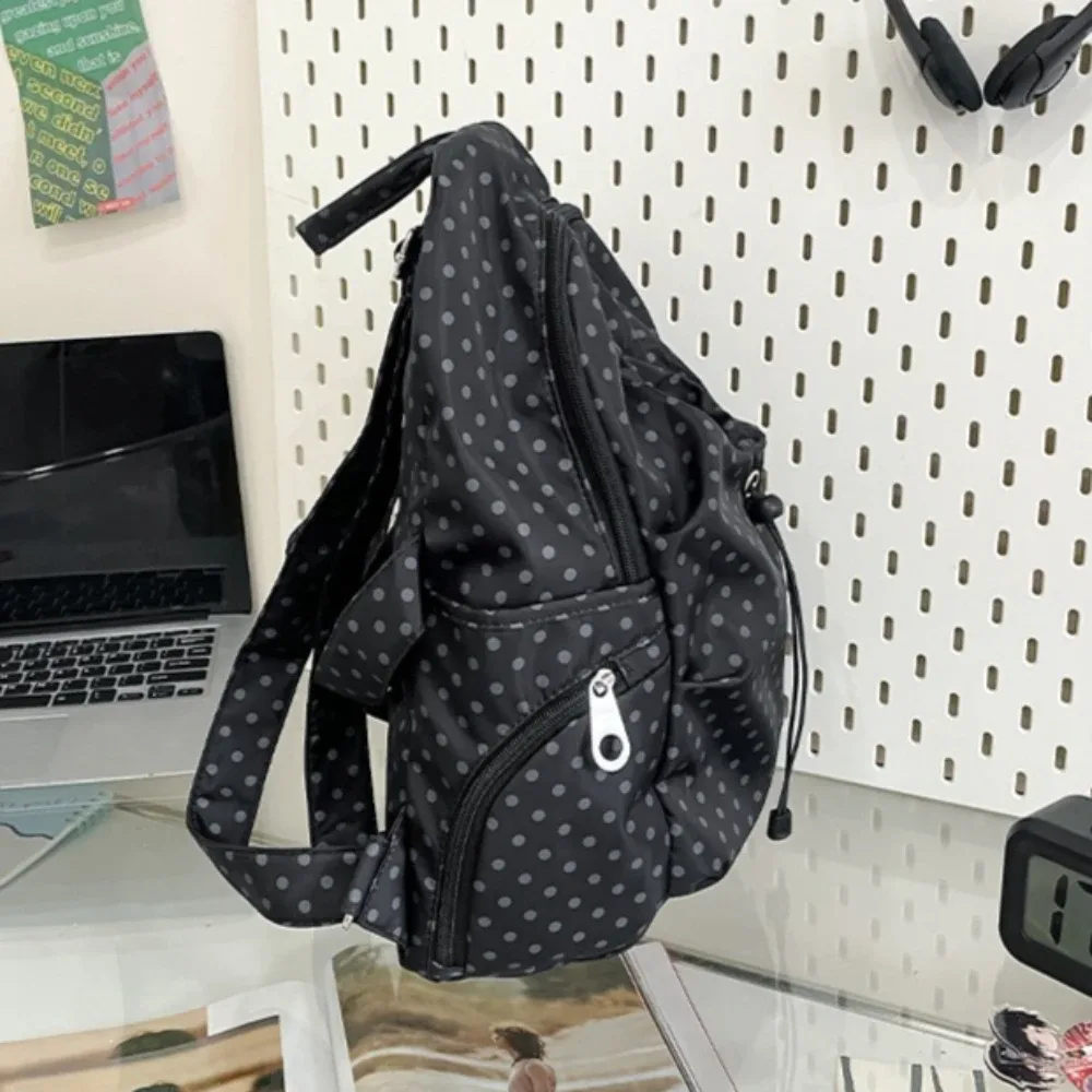 sac à dos coréen à pois pour femme, style preppy, polyvalent, léger en nylon, idéal pour étudiants, voyages et usage quotidien