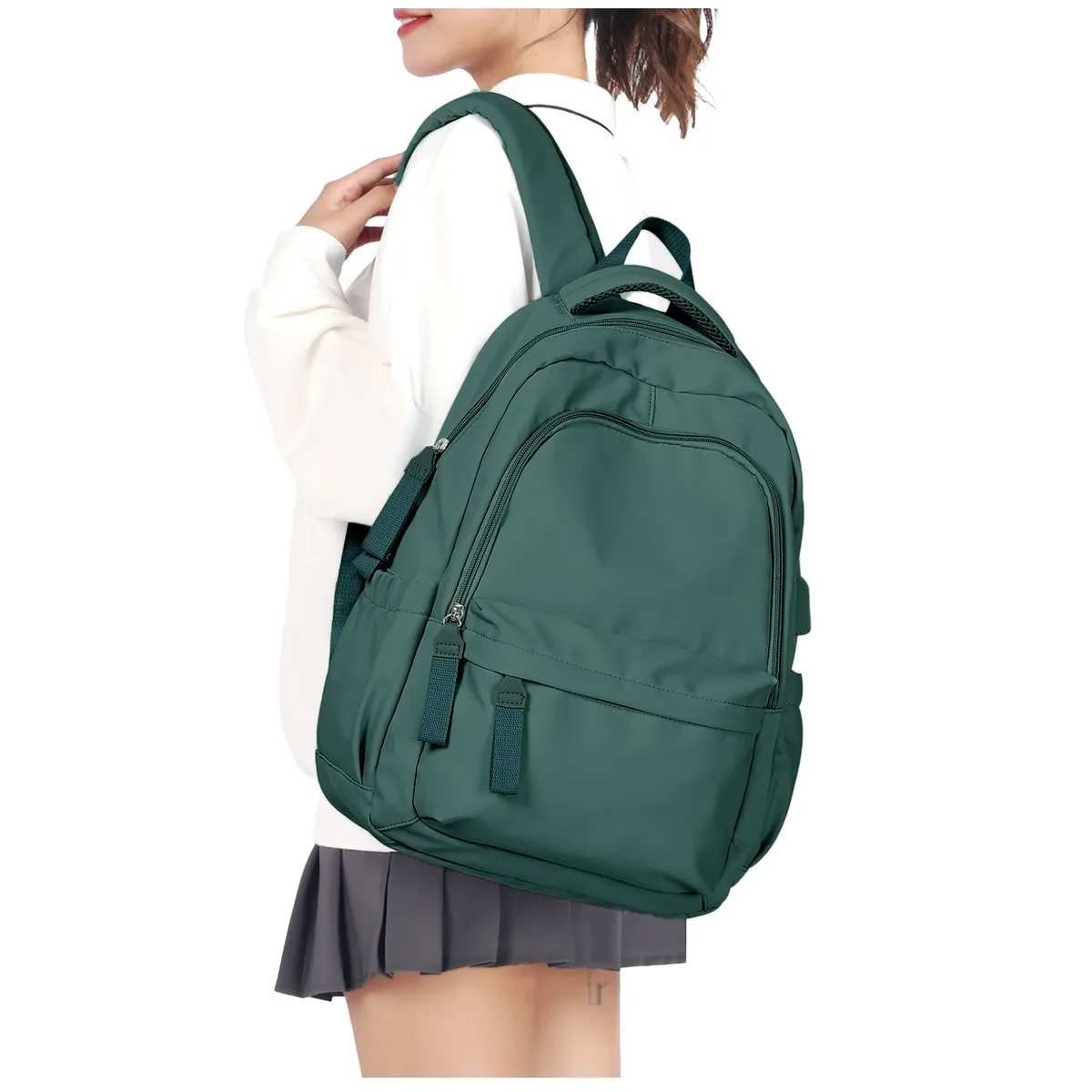 sac à dos scolaire, sac à dos décontracté et tendance, sac à dos pour ordinateur portable, sac d'école simple à grande capacité avec fermeture éclair pour filles et garçons