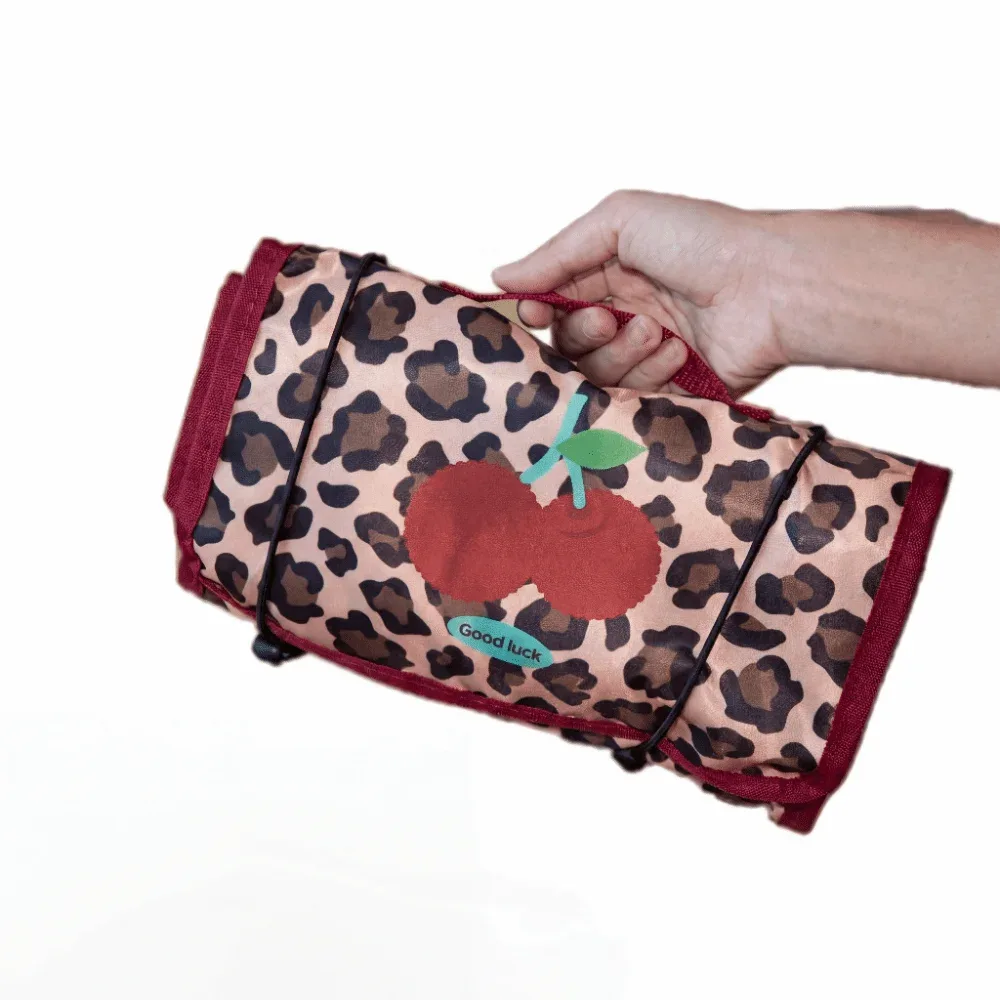 sacs de rangement pour cosmétiques à grande capacité, motif animal mignon, organisateur portable à cordon pour pinceaux de maquillage, pliable en oxford, style kawaii.