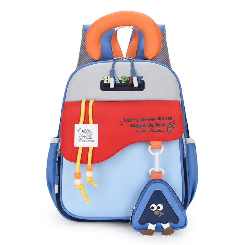 sac à dos enfant color block mignon, en nylon, motif dessin animé, unisexe, pour la maternelle, les voyages et l'école, grande capacité