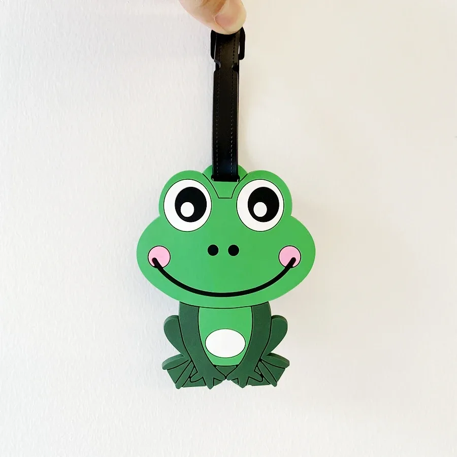 étiquette de bagage grenouille verte mignonne, 1 pièce/2 pièces, pour voyage d'affaires, sac à dos d'aéroport, étiquette de nom d'embarquement, accessoires de voyage