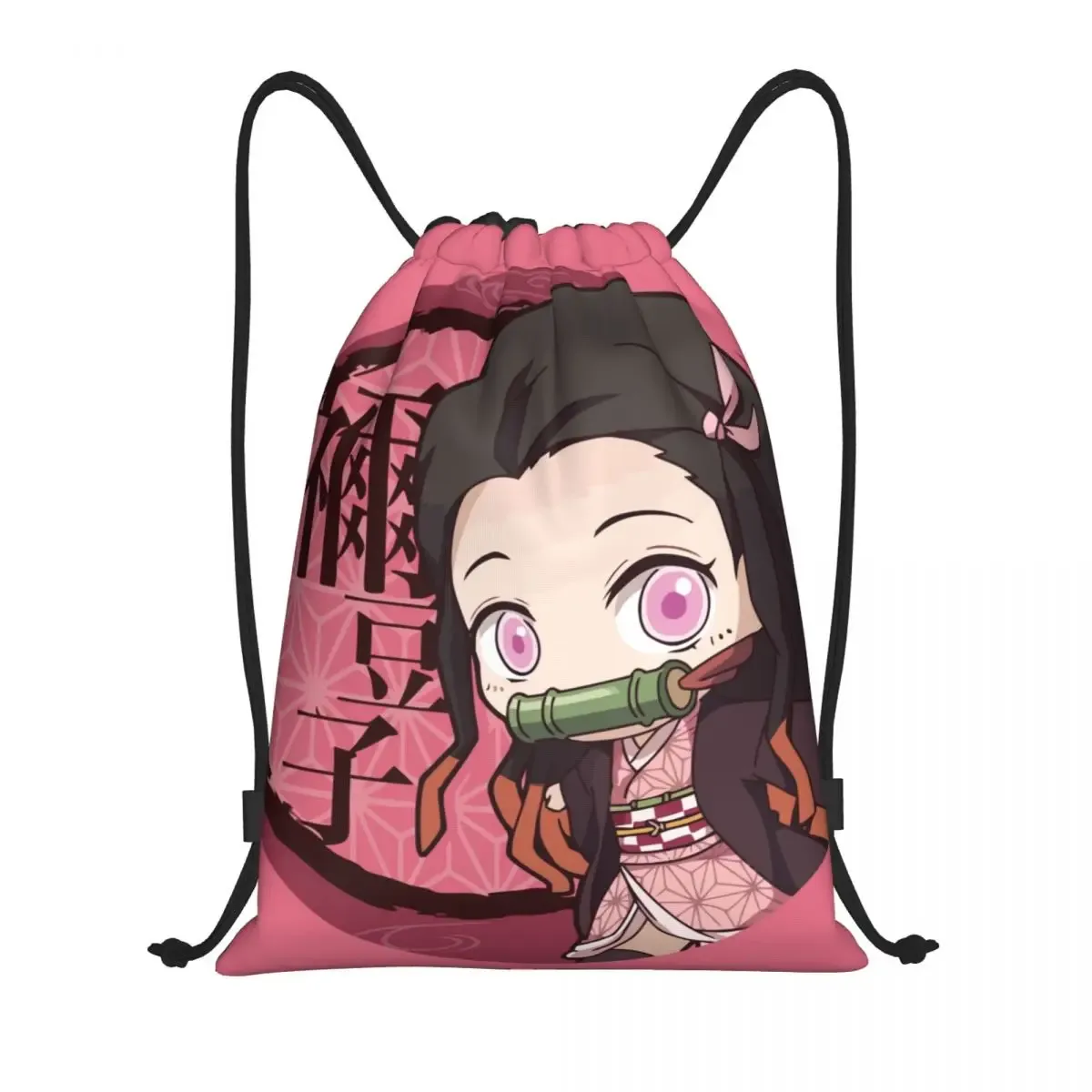 sac à dos personnalisé kimetsu no yaiba nezuko avec cordon de serrage, sac de sport pour femmes, sac d'entraînement demon slayer anime manga