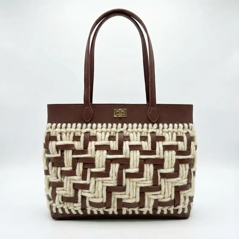 poignée de remplacement en pu tressé pour accessoires de fabrication de sacs à main diy, poignée robuste pour projets de sacs fourre-tout