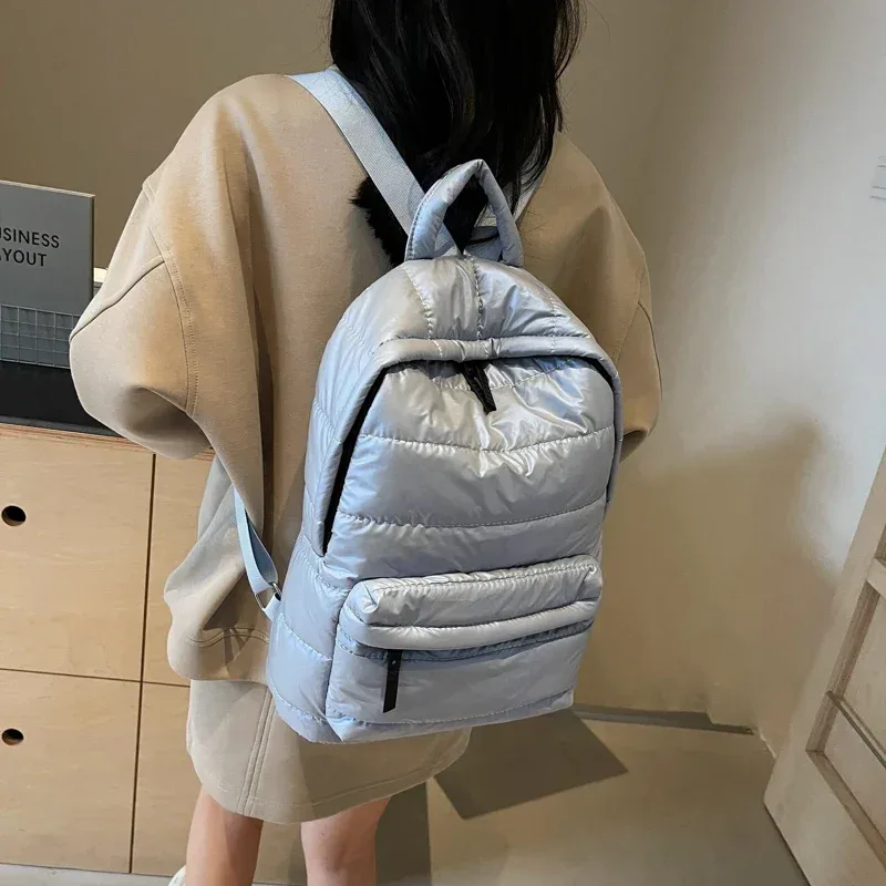 sac à dos d'école rembourré en coton imperméable pour femme, sac à dos décontracté pour femme, sacs de voyage, mode initiée, automne, hiver