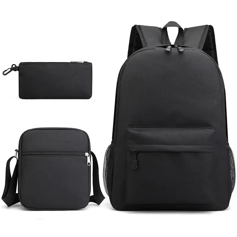 ensemble de 3 sacs à dos noirs, sacs d'école, trousse à crayons, sacs à bandoulière, sacs à dos pour garçons et filles, ensembles de sacs d'école légers, cadeau pour adolescents