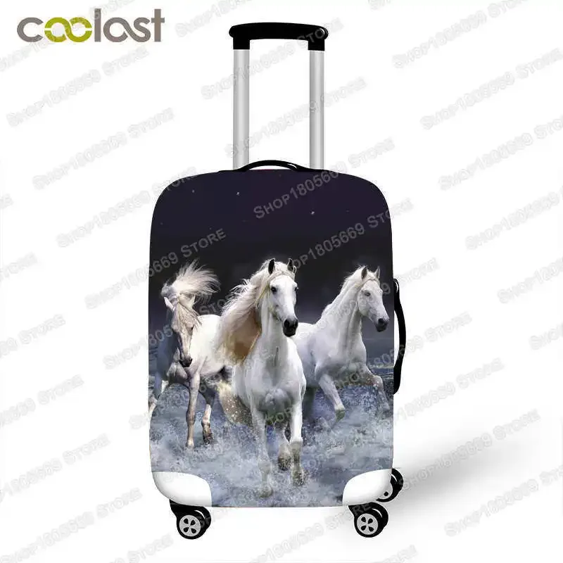juste de bagage imprimée animal et cheval, housses de valise à roulettes élastiques, anti-poussière, accessoires de voyage mignons