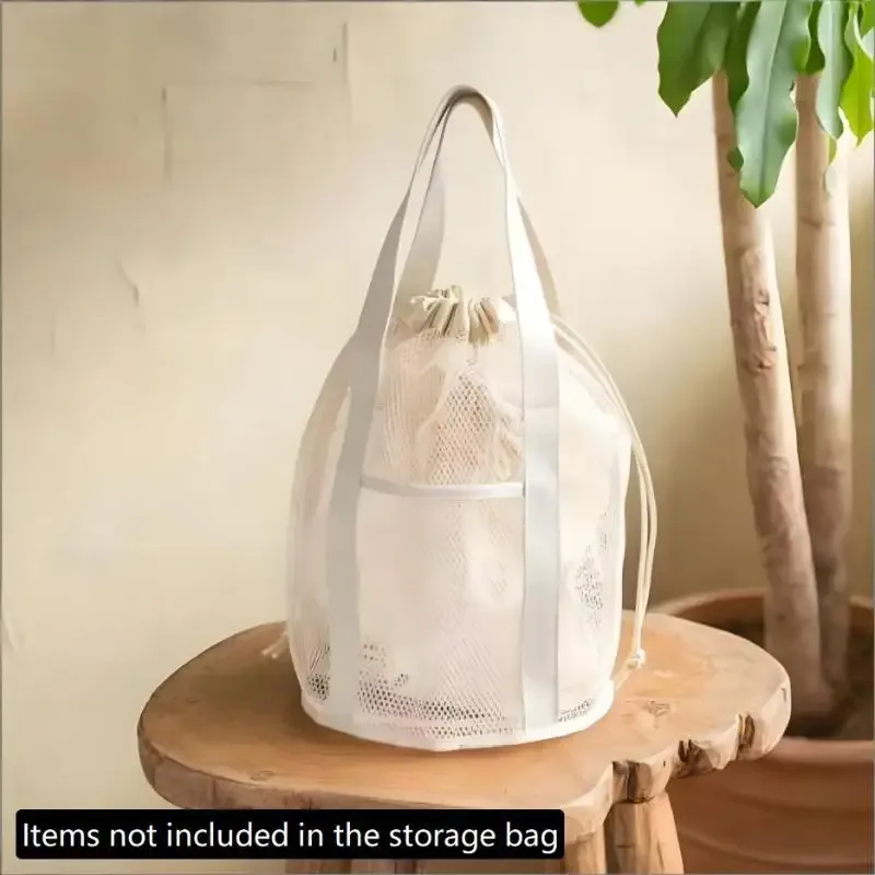 sac de voyage en nylon maillé grande capacité, organisateur de cosmétiques, sacs à cordon en maille décontractés pliables, pochette à cordon, sac de lavage pour la natation
