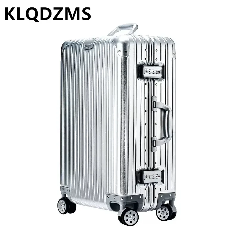 klqdzms – bagages allemands en alliage d'aluminium et de magnésium, valise de cabine de 20 pouces, grande capacité de 28 pouces, valise de voyage en cuir pour affaires