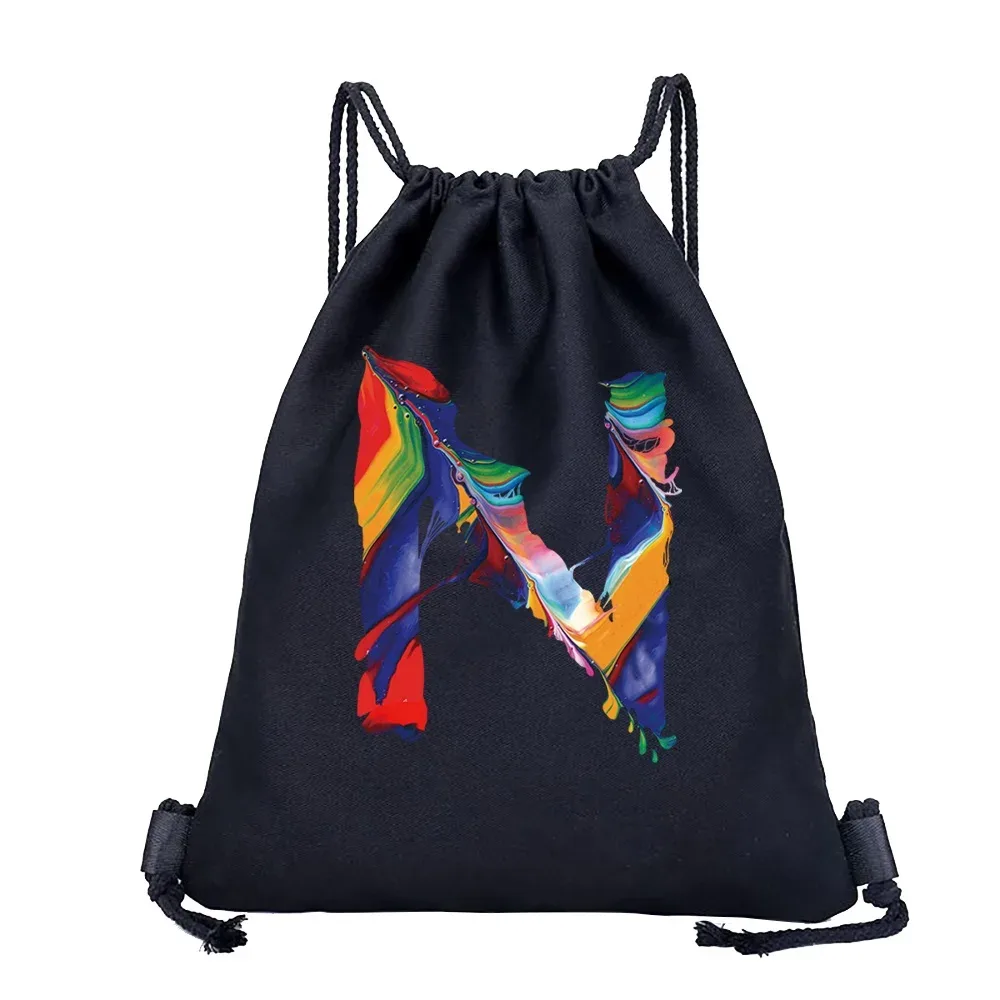 26 initiales impression sac à cordon sac à dos hommes et femmes plage sport voyage sac à dos enfant cadeau fournitures sac portable divers sac
