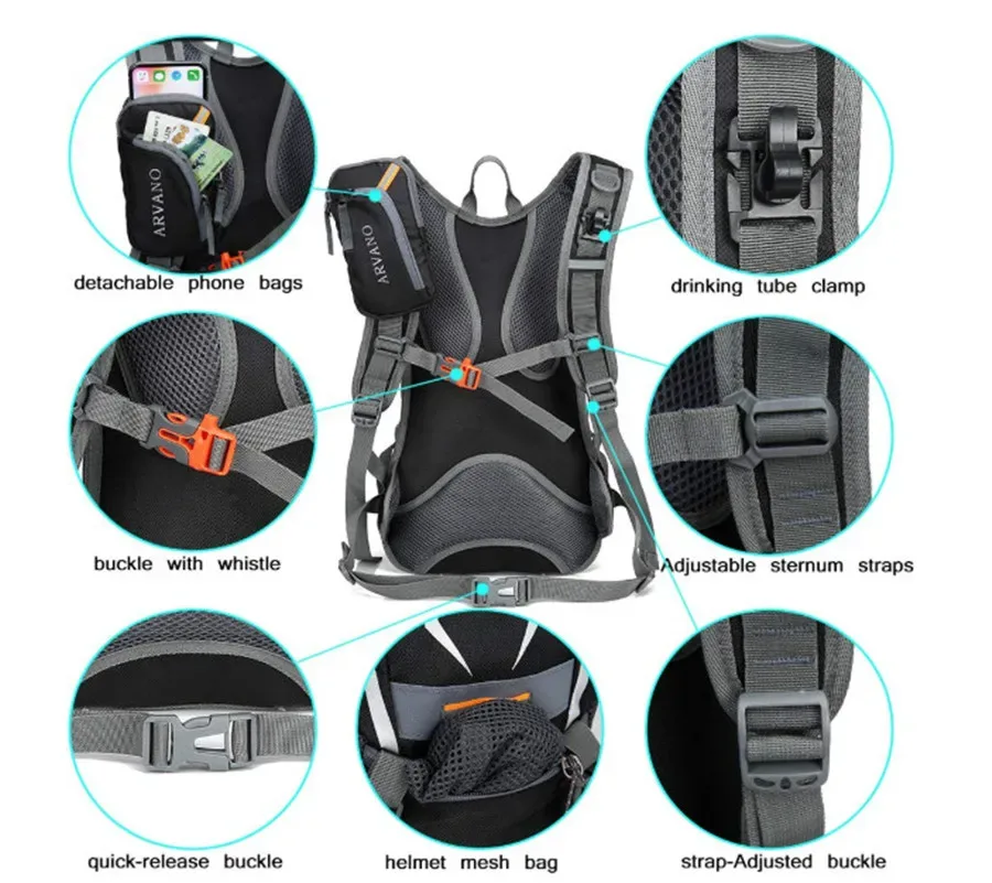 sac à dos de randonnée pour vélo, sac à dos de cyclisme 18l, respirant, léger, adapté à la randonnée, au ski