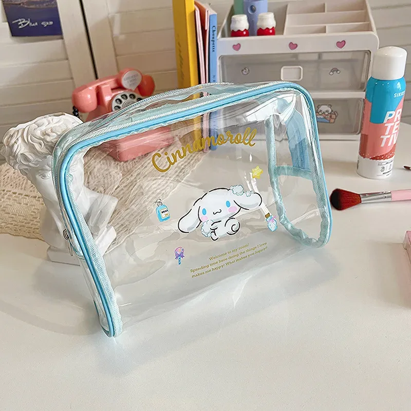 sanrio trousse de maquillage hello kitty trousse à cosmétiques étui à stylo transparent trousse de toilette de voyage étanche pochette de maquillage portable de grande capacité
