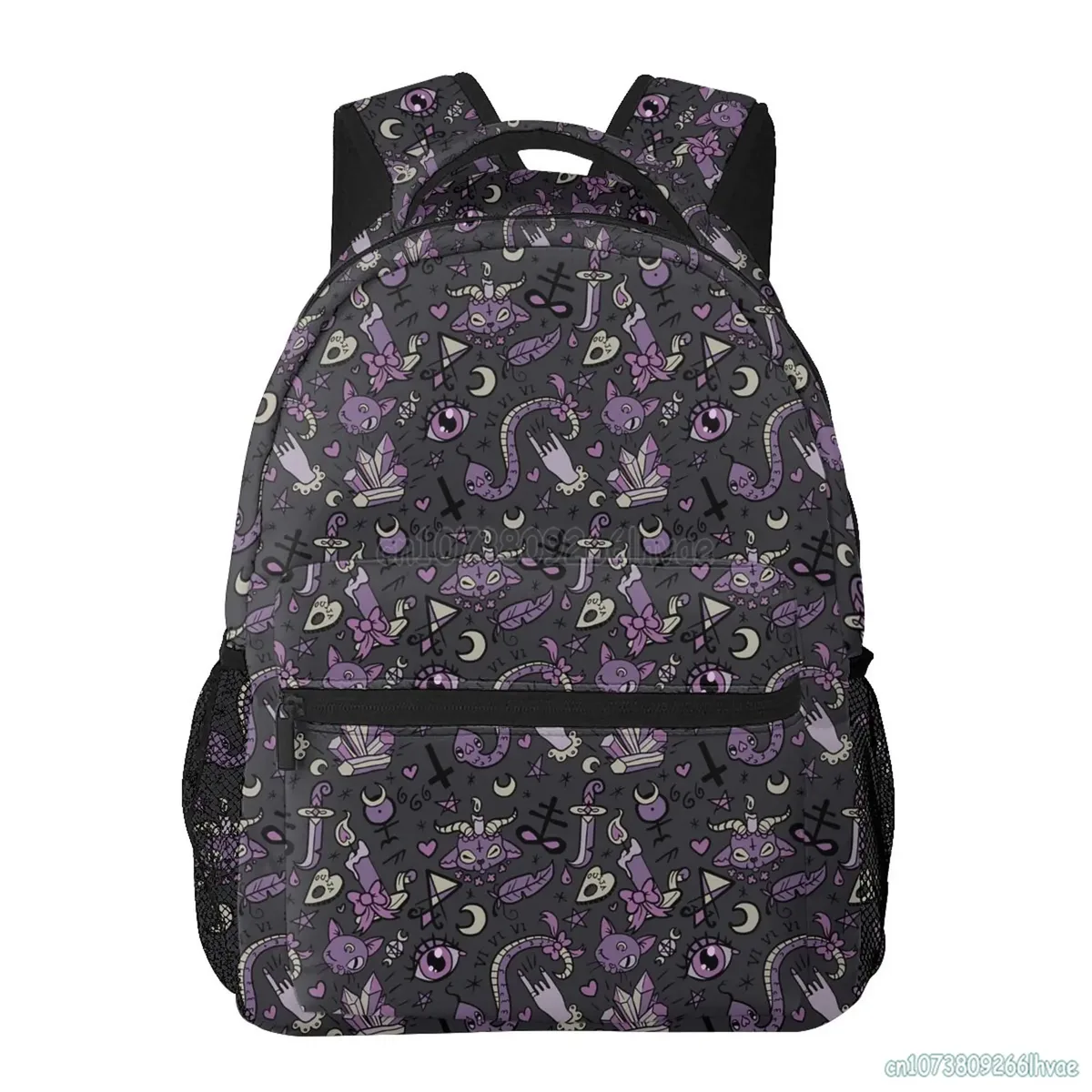 sac à dos scolaire étanche de grande capacité pour garçons et filles, sacs à dos de voyage, sacs à dos pour ordinateur portable, violet, noir, gothique, effrayant