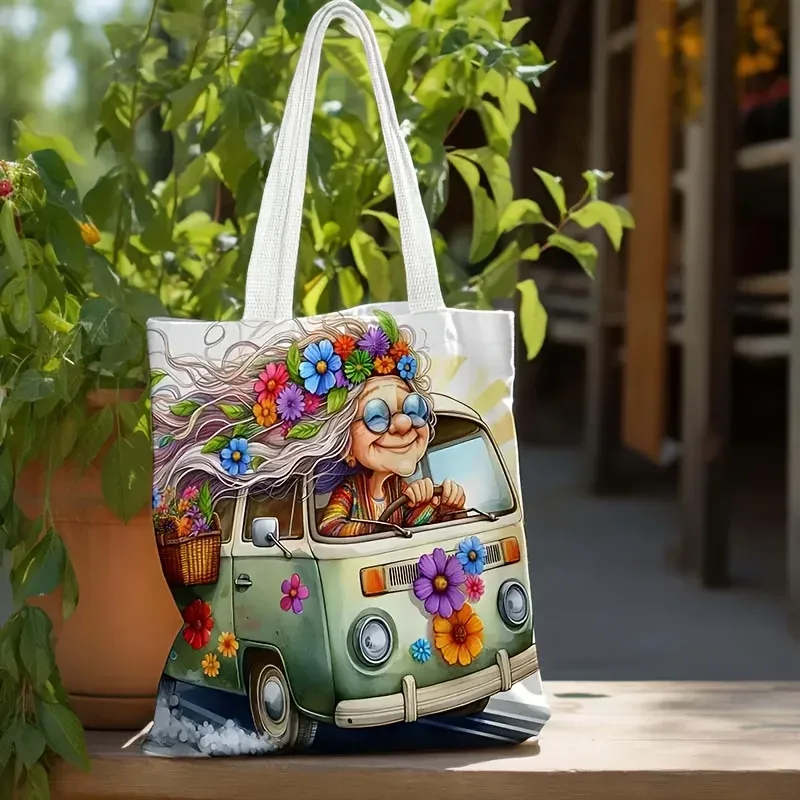 sac fourre-tout vintage hippie en lin pour femme, spacieux, durable et tendance, avec bretelles fixes