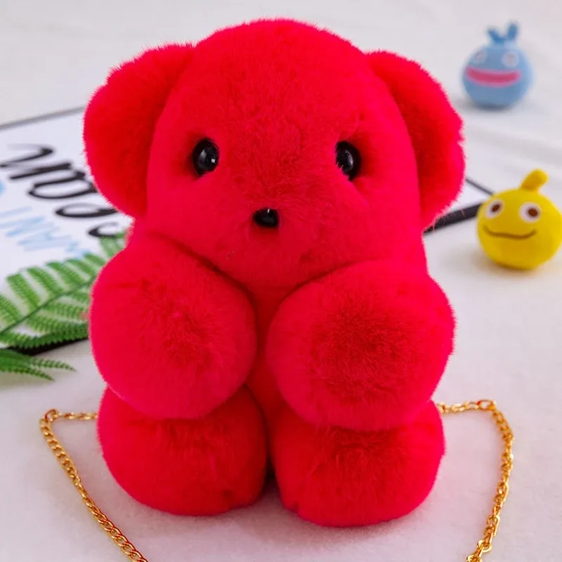 nouveau ours en peluche sac à dos à bandoulière fille sac de messager créatif mignon sac à chaîne belle moelleux fille dessin animé sac