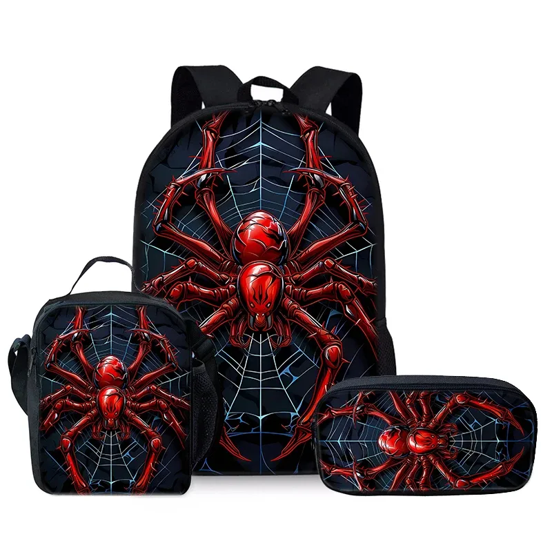 ensemble de sacs à dos red spider trois pièces pour garçons et filles, meilleurs cadeaux, sac à dos scolaire dessin animé 2d pour enfants