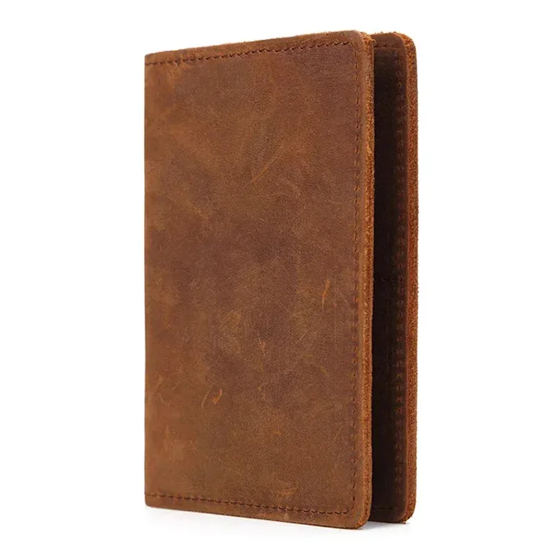 Porte-passeport en cuir véritable unisexe, cuir de vache vintage, étui pour cartes de crédit, portefeuille de voyage pour hommes et femmes