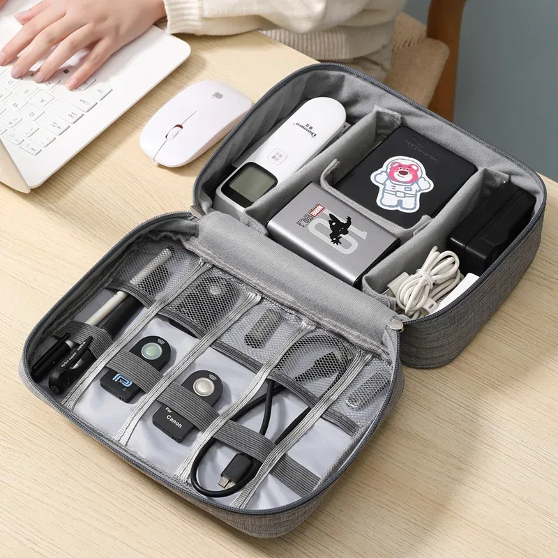 sac de rangement numérique électronique de voyage, écouteurs multifonctionnels de grande capacité, étui de protection pour câble de données, sac anti-poussière de voyage elec
