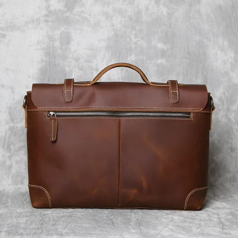 sac à main rétro en cuir pour hommes, sac à bandoulière avec couche supérieure en cuir de vache, porte-documents crazy horse, sacoche d'ordinateur de grande capacité, nzpj