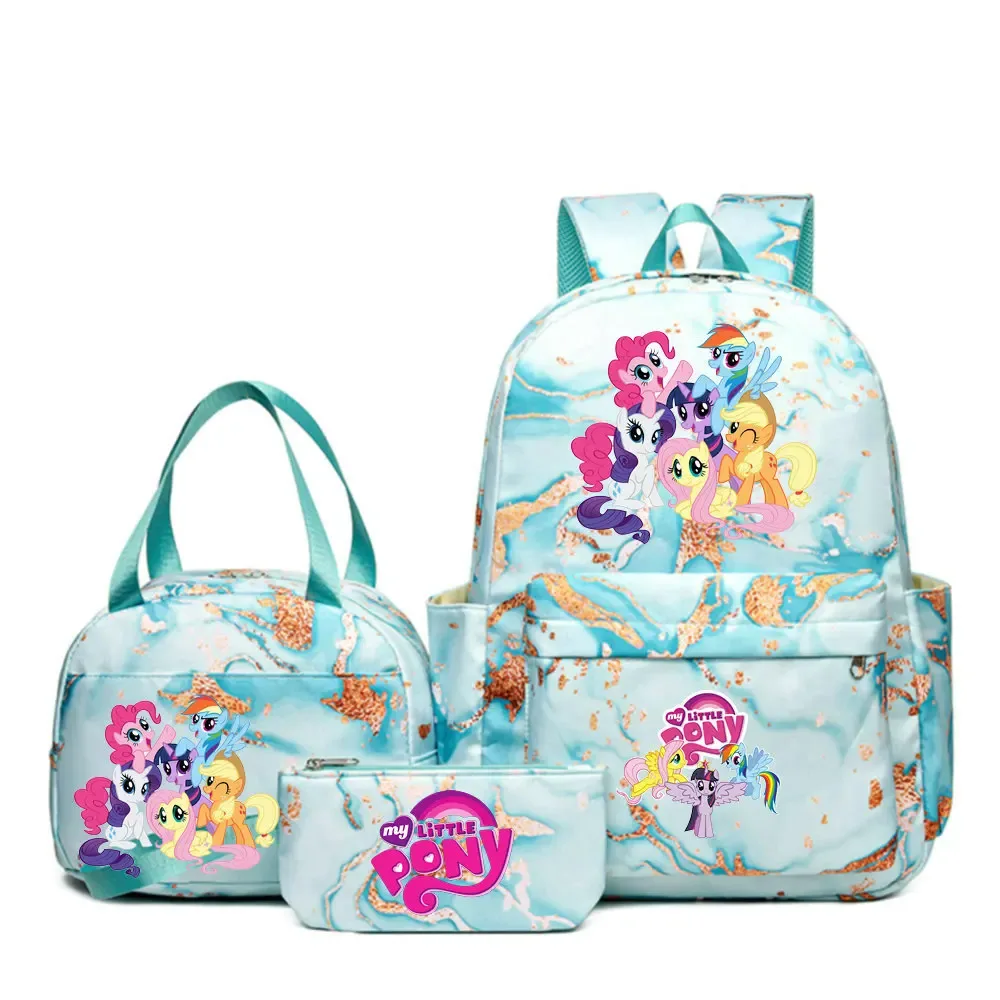 sac à dos my little pony, ensemble de 3 pièces, sac d'école pour étudiants, trousse à crayons, sac à dos de voyage pour adolescents, sac à dos décontracté pour ordinateur portable, mochilas