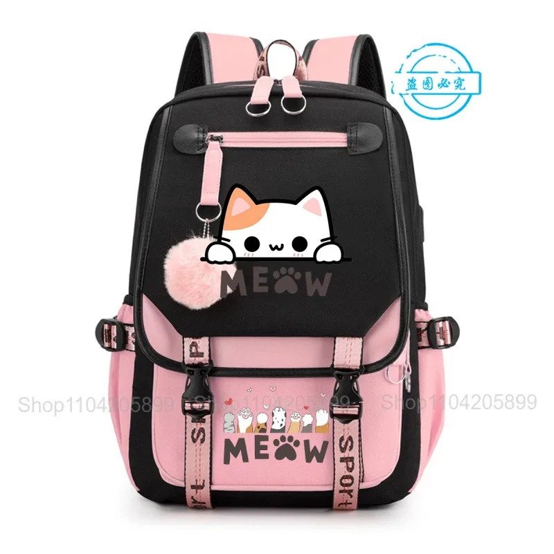 sac à dos chat empilé mignon, amusant, style anime, pour étudiants, garçons et filles, mochilas, sac de cours quotidien, sac à dos décontracté portable