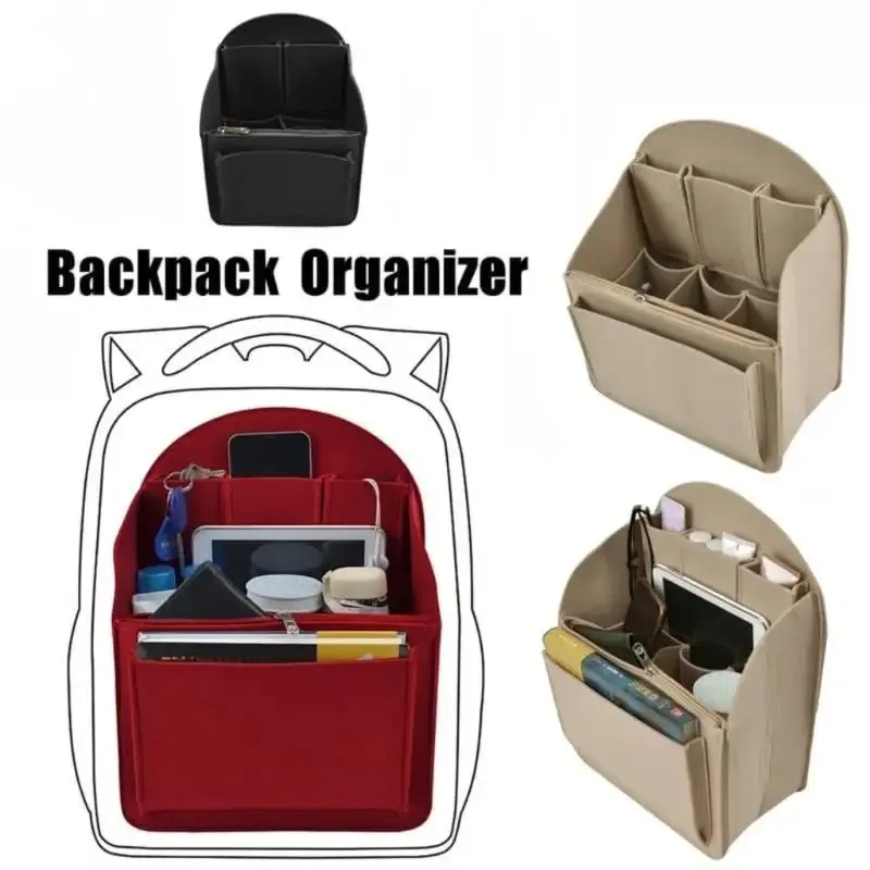 Sac en feutre de grande capacité, sac de voyage, sac intérieur, sac à dos portable, sac de rangement adapté pour sac à bandoulière et sac à main