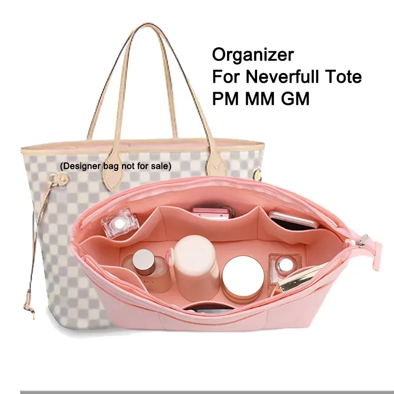 Sac à main organisateur insérer sac fourre-tout Shaper 12 poches fermeture éclair supérieure adapté pour Neverfull sac à provisions PM MM GM doublure de sac à main