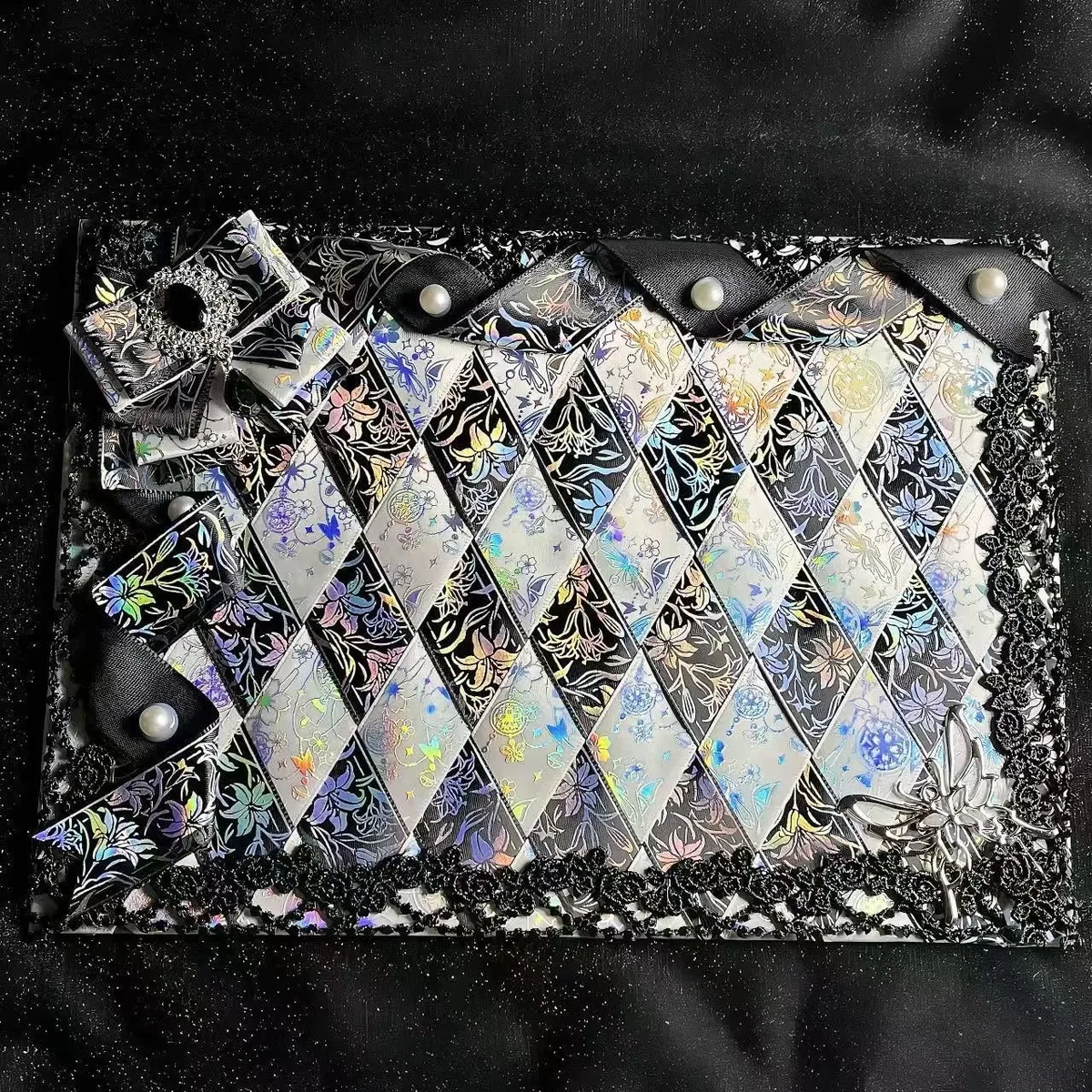 planche de présentation ita en dentelle faite main avec nœud en ruban, accessoire décoratif pour sac ita anime et sac à bandoulière
