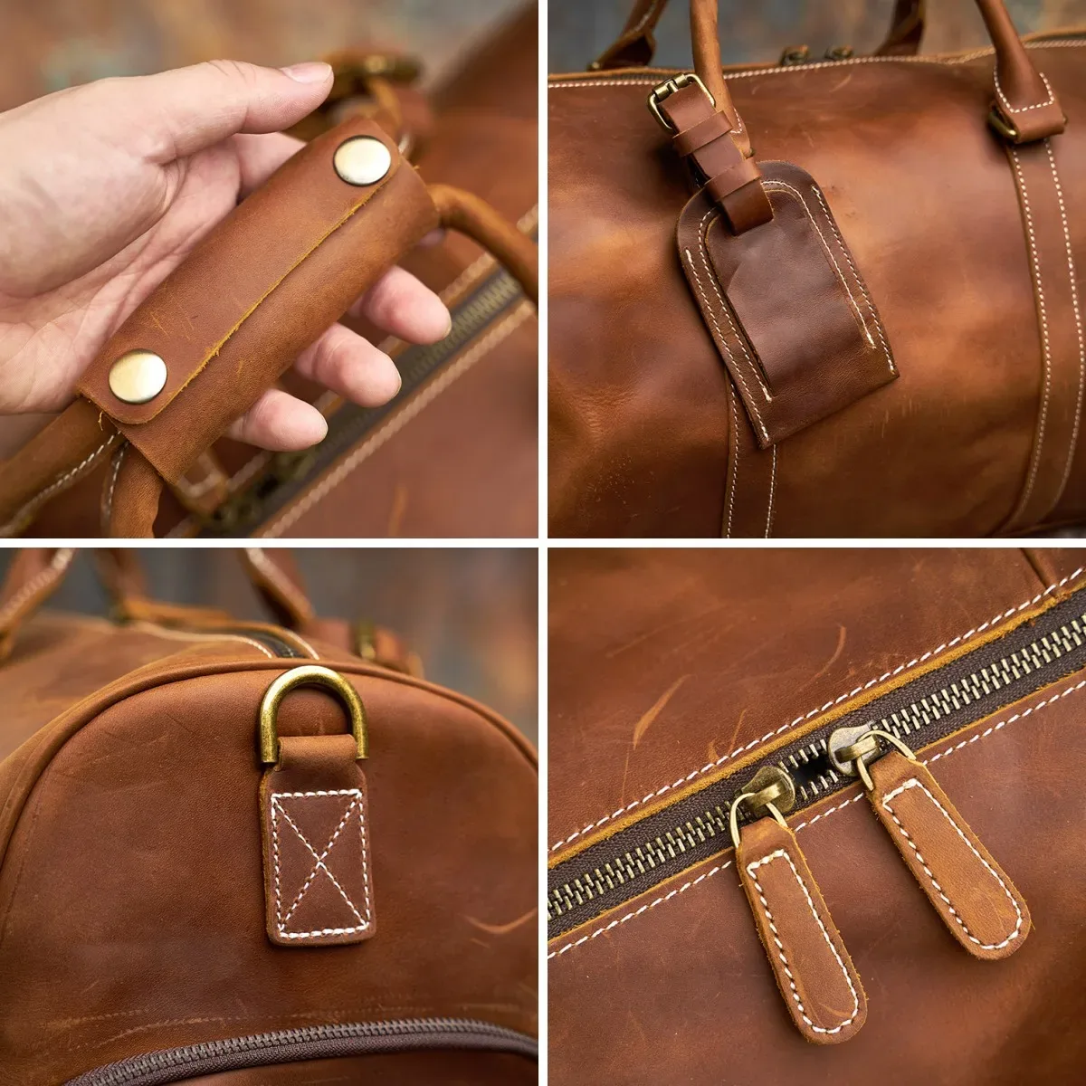 nasva sac de voyage en cuir pour hommes sac de sport en cuir vintage pour hommes sac à main sac à bagages sacs à bandoulière sacs de messager sac de week-end