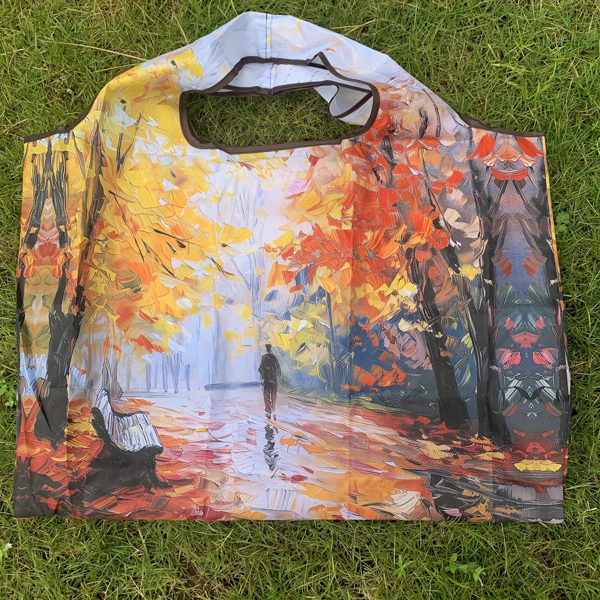 sac fourre-tout pliable de grande capacité, style peinture vintage, sac de courses durable en nylon résistant aux déchirures, lavable en machine