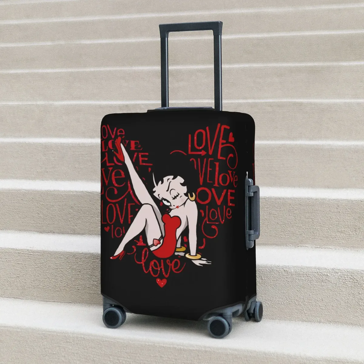 housse de valise élastique personnalisée b-bettys cartoon boop, housse de bagage de voyage classique d'anime pour valises de 18 à 32 pouces
