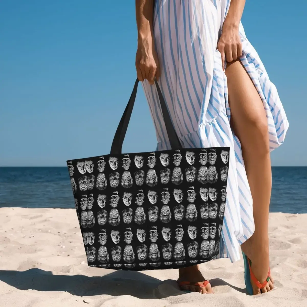 sac fourre-tout de plage universal studios, monsters, dracula, wolfman, frankenstein, grand sac de sport, de yoga, de voyage pour femme