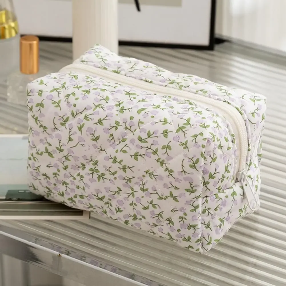 trousse de maquillage de voyage florale pour femmes, pochette de rangement pour articles de toilette de grande capacité, étui à cosmétiques souple b8h9