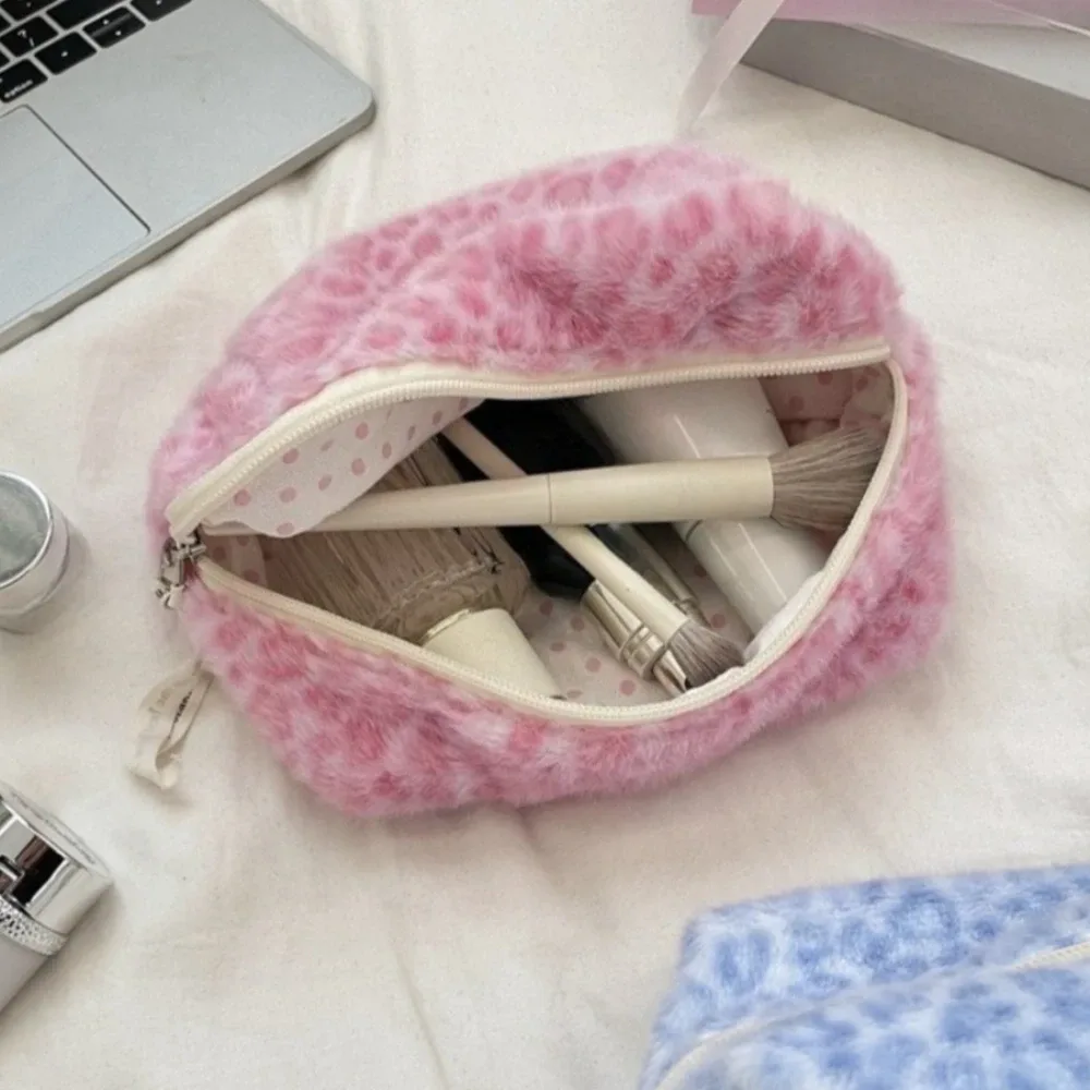pochette de maquillage mignonne à imprimé léopard, grande capacité, sac à cosmétiques pour femmes, étui de ran