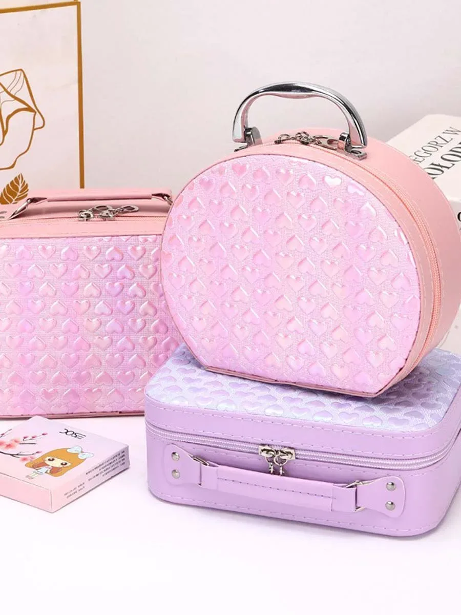 trousse de maquillage portable en forme de cœur pour femme, sac de rangement portable, grande capacité, trousse de voyage, trousse à pinceaux de maquillage, nouveau