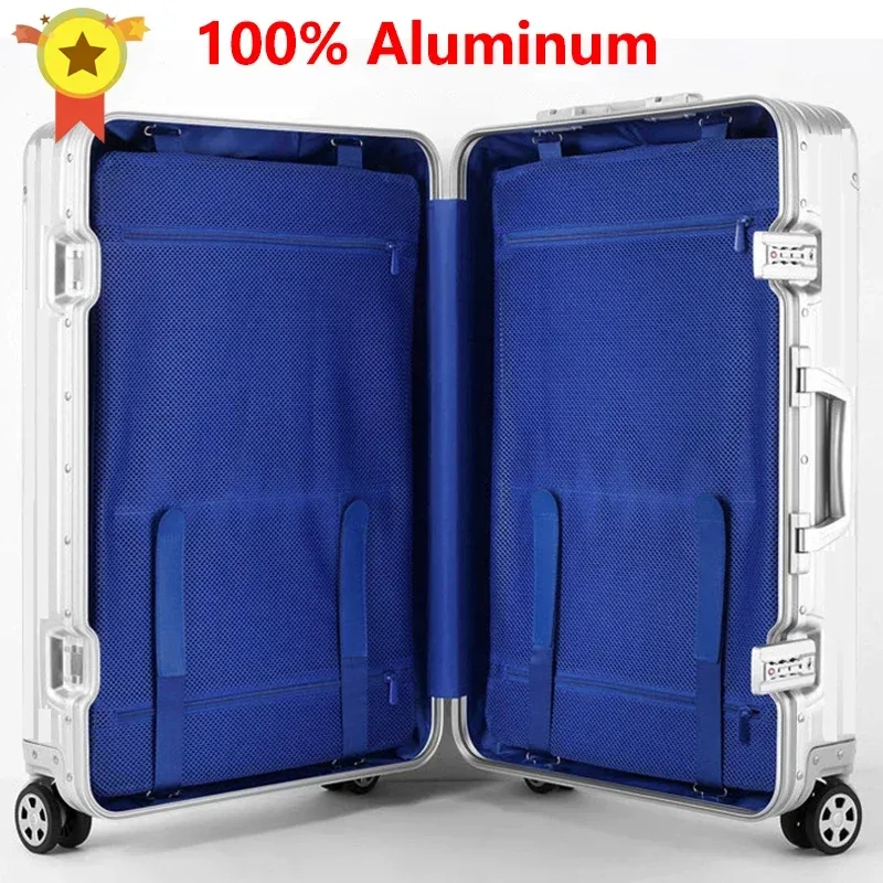 100% valise en aluminium offre spéciale 20/30 pouces bagage roulant boîtier de chariot valise en métal bagage de voyage cabine valises à main