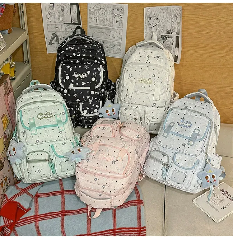 sac à dos d'écolière japonais grande capacité multi-poches pour collégienne, sac à dos transparent style anime ita bag