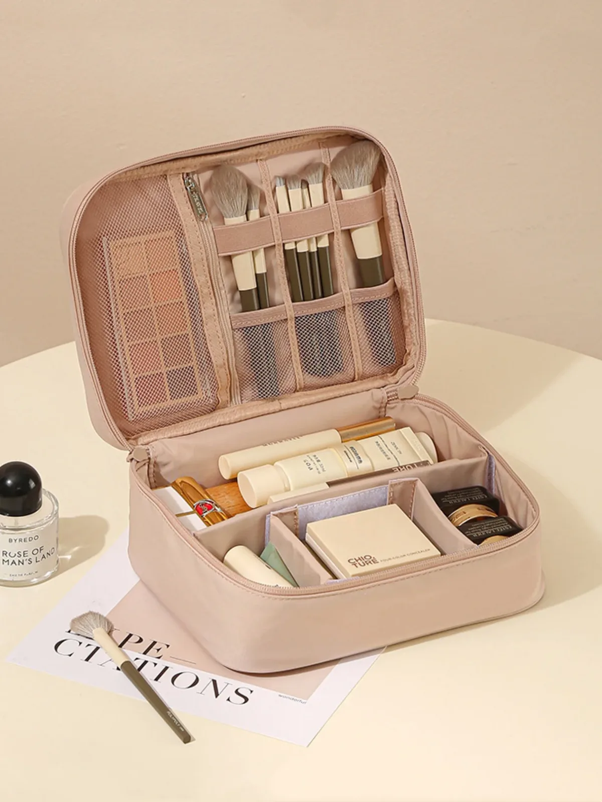 matériel en tissu oxford épais, simple ou double couche, trousse de toilette et de maquillage à la mode, adaptée aux voyages, aux voyages au travail, aux sorties quotidiennes, aux câbles de données