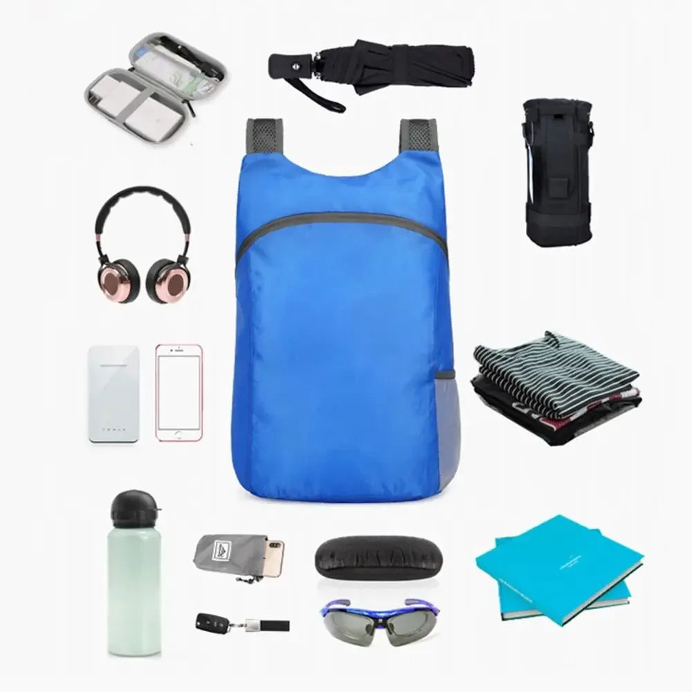 sac à dos pliable avec sacs de rangement à cordon, grande capacité, sac d'école léger en nylon, sac à bandoulière zippé pour femmes
