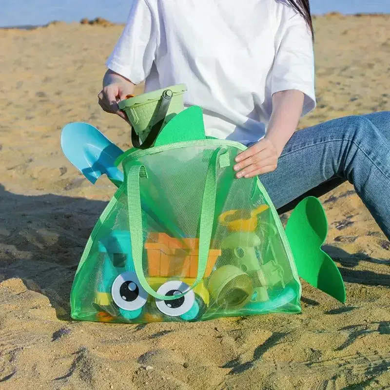 sac de rangement mignon de grande capacité, pochette portable pliable en maille pour organiser les jouets de plage, pour les voyages à la plage, les sports de plein air