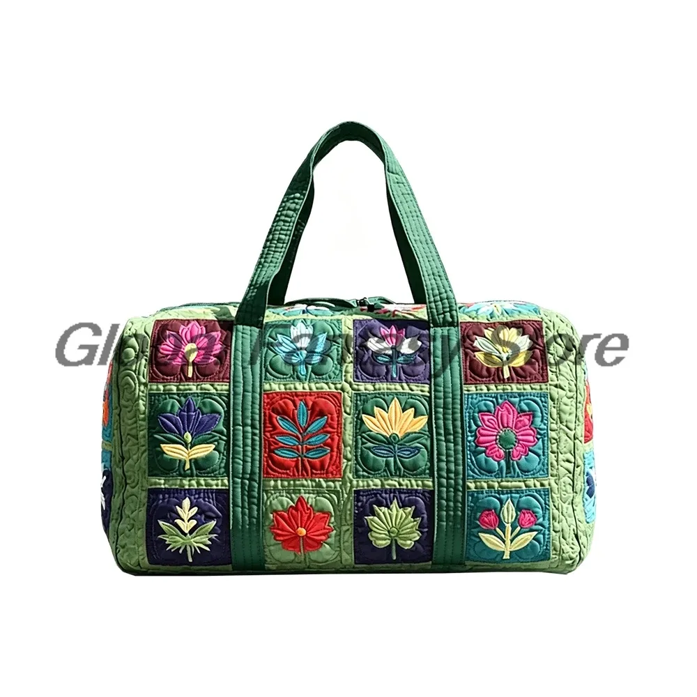 sac de voyage matelassé à motifs floraux vintage pour homme, grande capacité, sac à main de voyage, sac de week-end pour femme, idéal pour les activités de plein air