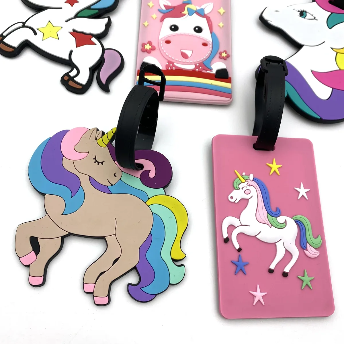 étiquette de bagage créative licorne mignonne, accessoires de voyage, porte-valise en gel de silice, étiquette