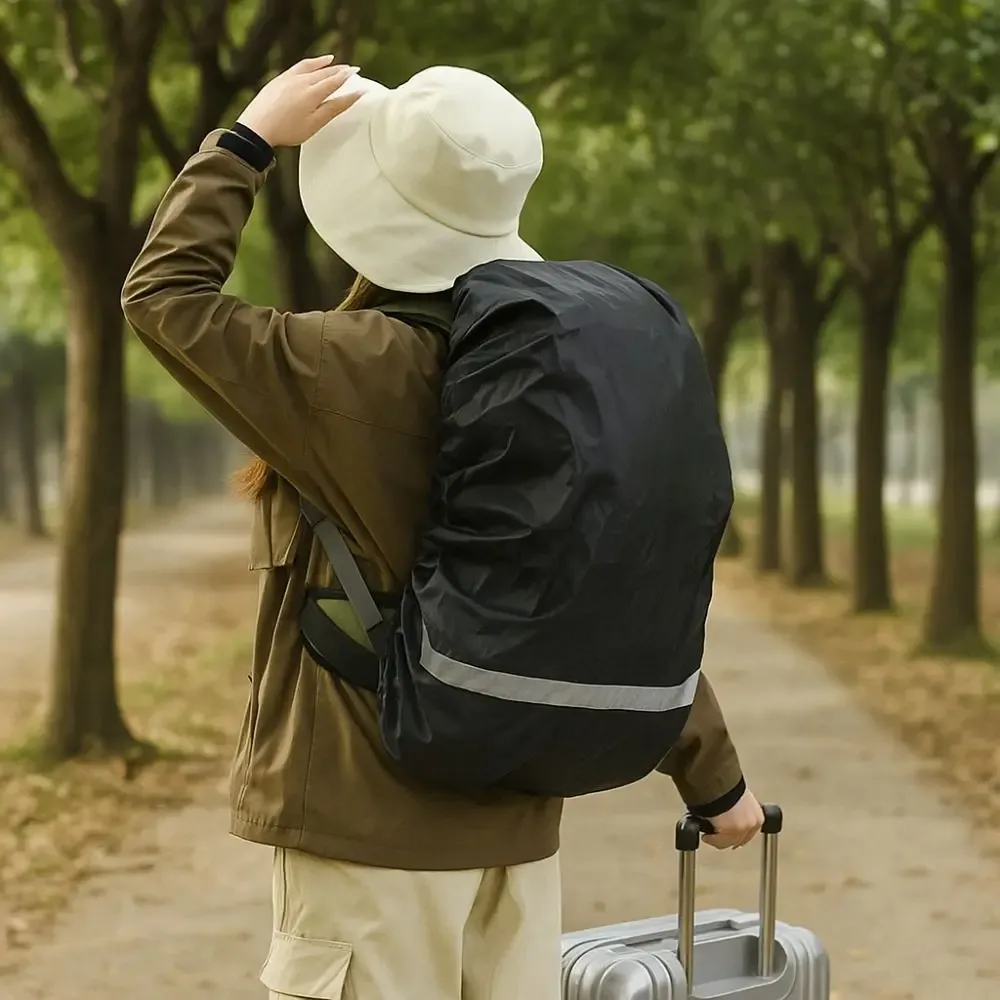 Housse de pluie réfléchissante à Double boucle, housse de sac d'extérieur réglable en tissu Oxford, sac à dos élastique, housse de pluie pour Camping en plein air
