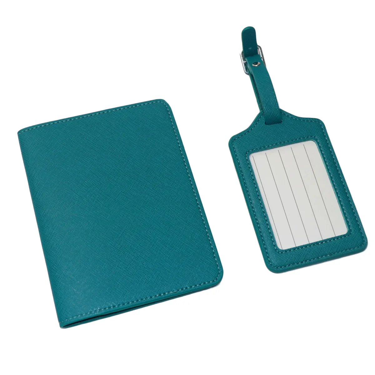 dropshipping - porte-passeport en cuir pu saffiano avec lettres initiales monogrammées gratuites et ensemble d'étiquettes de bagages - accessoires de voyage